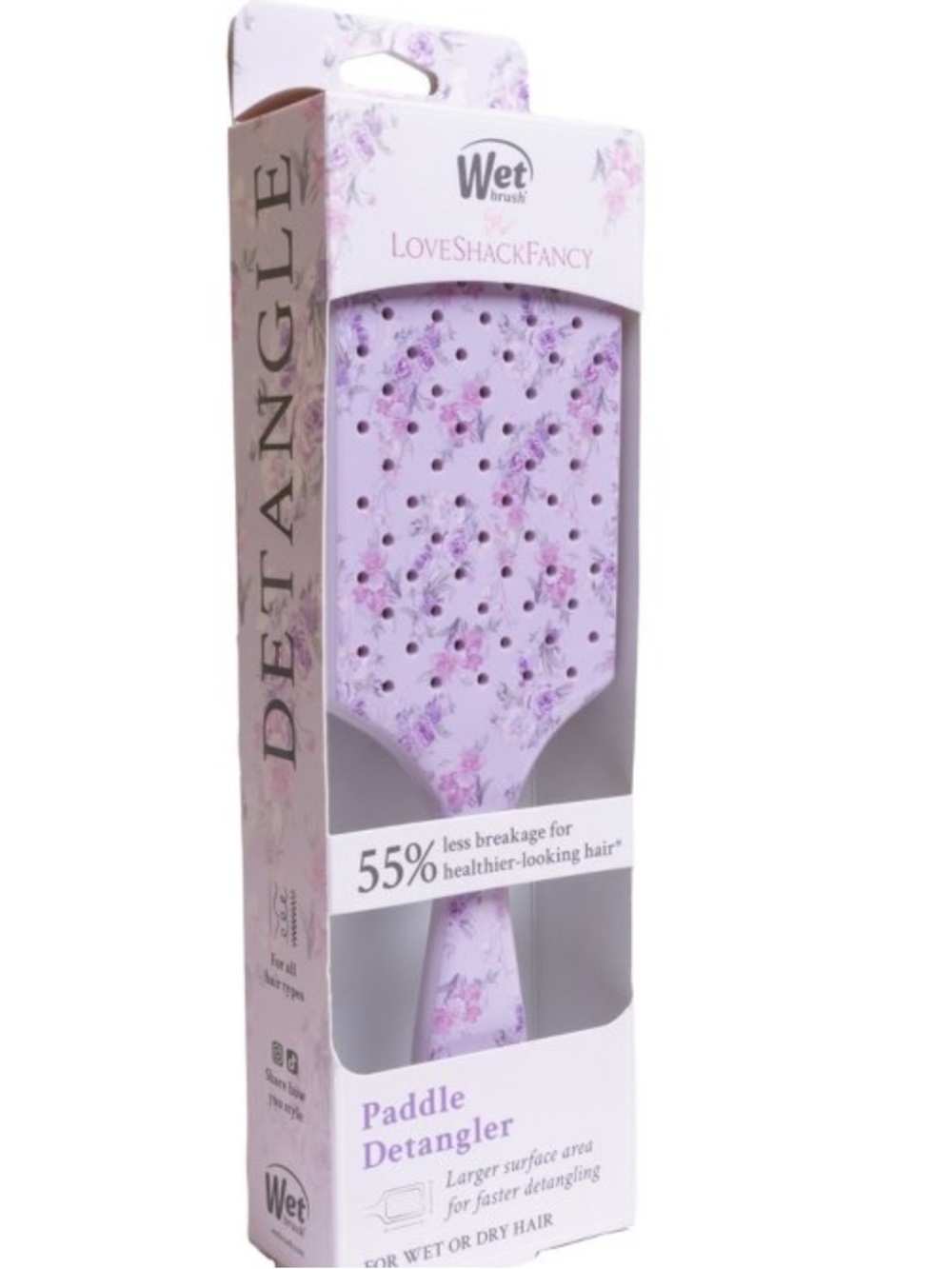 LoveShackFancy Lavender Floral Paddle Detangler